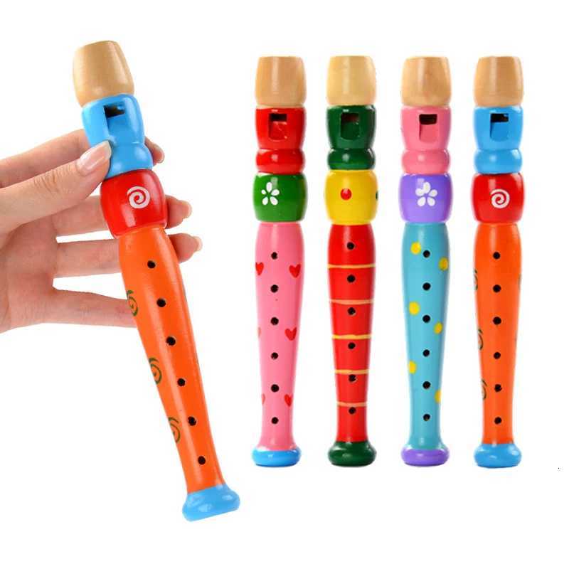 1 Pc Small Wooden Colorful Piccolo Flute for Kids Learning Rhythm Musical Instrument Early Education Music Sound Toys for Kids Y260319