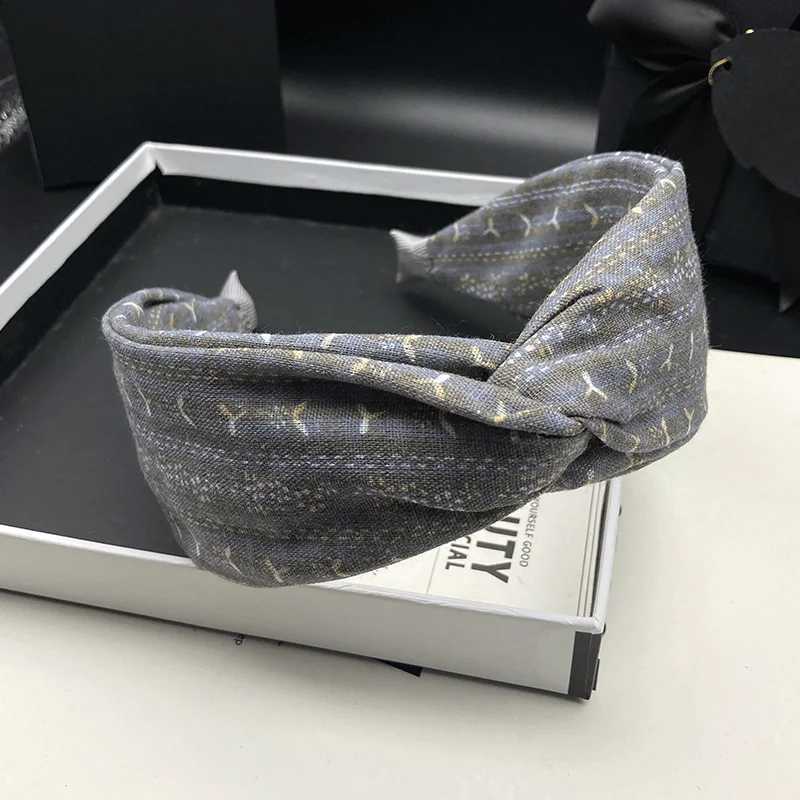 New temperament gray fabric hair clip womens simple adult shopping headband wide edge pressed hair face wash headband H260319