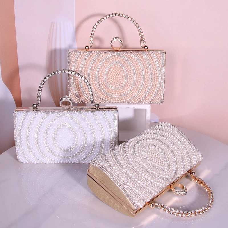 Fashion Dinner Clutch Bag Women Shinying Bling Rhinestone Evening Bag Luxury Pearl Diamonds Buckle Handbag Wedding Party Pouch W260319 - view 4