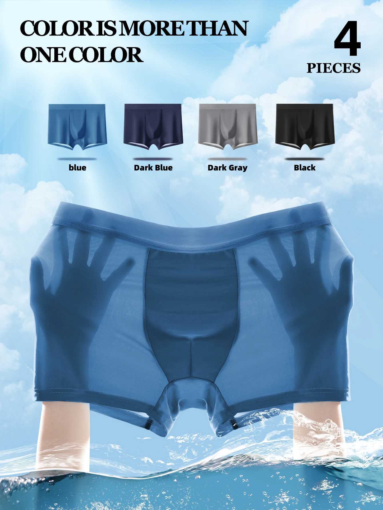 4pcs mens boxers sports underwear soft breathable comfortable simple fashionable athleisure fitness underwear D260319