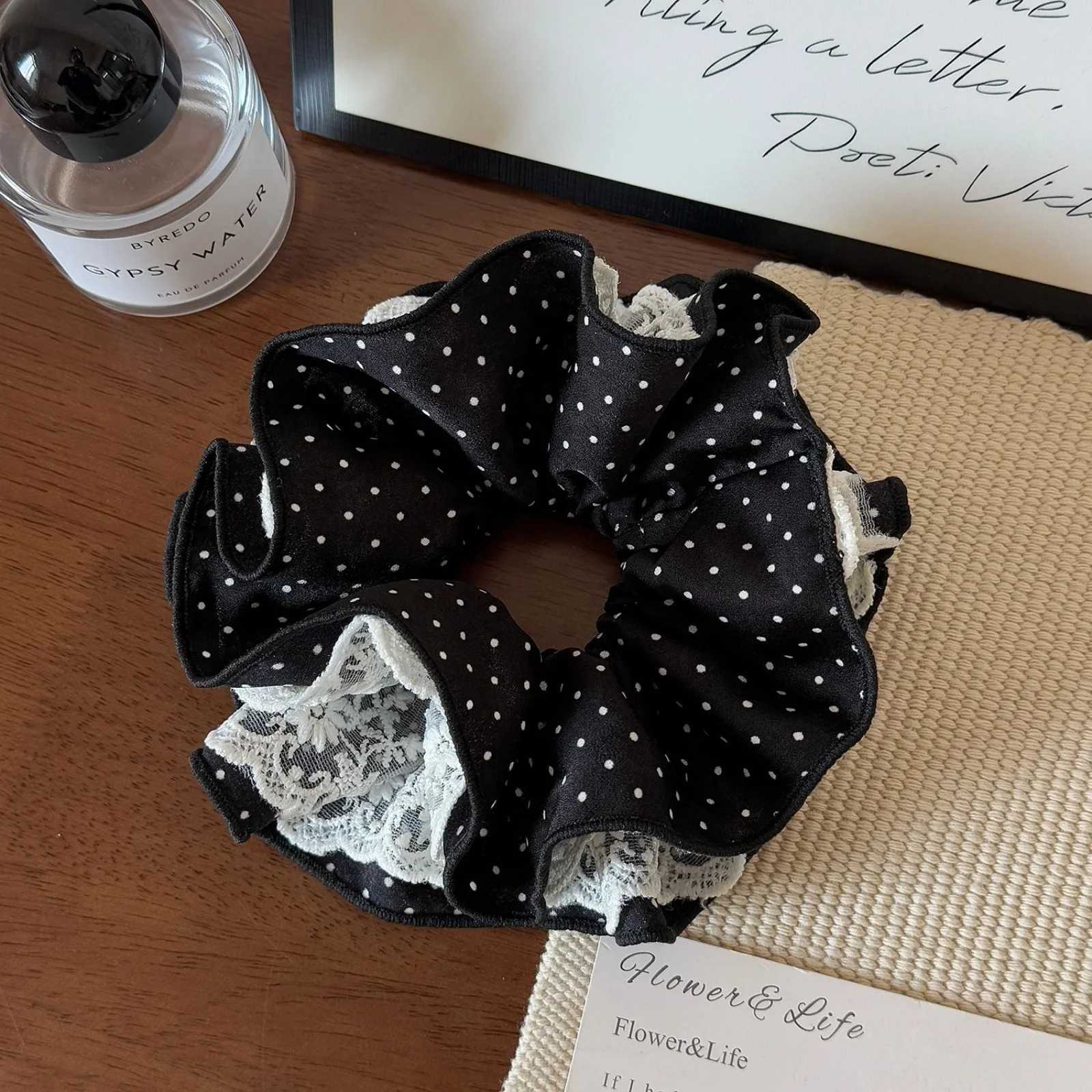 1pc Minimalist Versatile Lace Ruffled Large Scrunchie Hair Accessory with High-End Feel 2025 New Style H260319