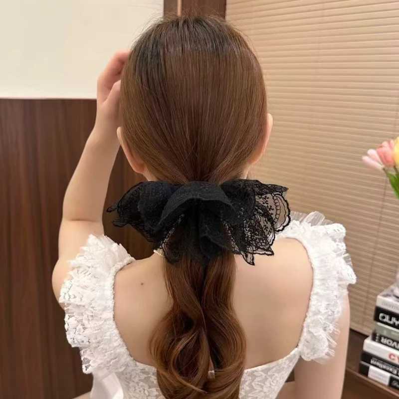 1 Pcs Womens Hair Scrunchies Lace Sweet Cute Elegant Fashionable Double-layer Head Ties Lolita Kawaii Hair Accessories Girl H260319