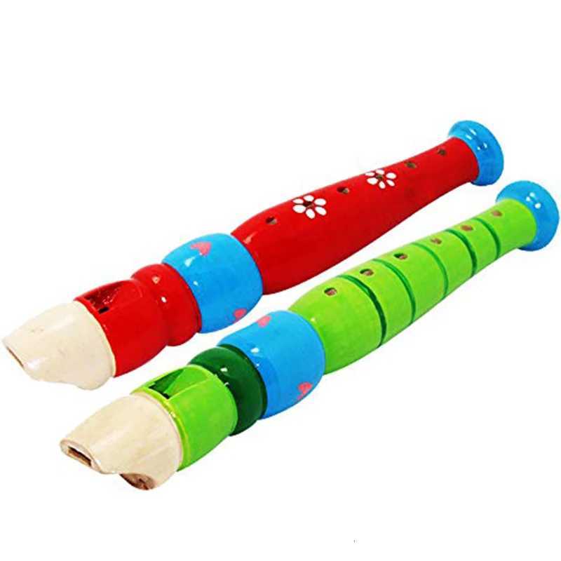 2pcs Wooden Flute 20cm Colorful Children Music Instrument Trumpet Buglet Hooter Kids Educational Learning Musical Toys TMZ Y260319