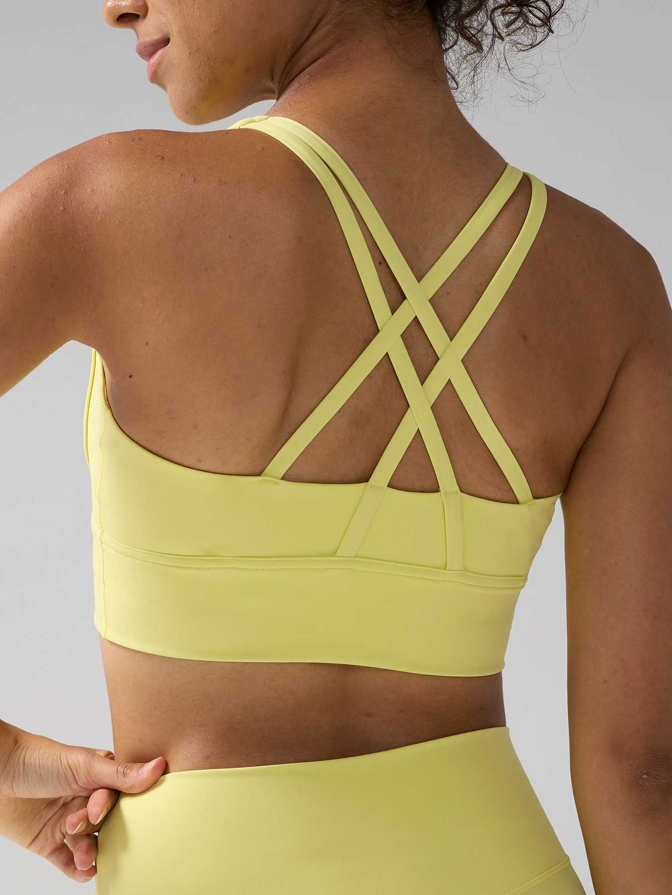 Solid Color Women Sports Bras Back Cross Sports Underwear High Shockproof Breathable Running Cycling Fitness Workout Yoga Vest Z20260319