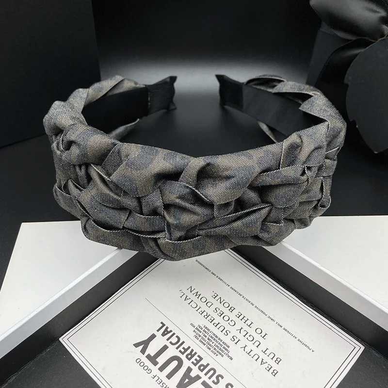 Retro woven hairpin headband for women with high skull top adult daily wide edge hair compression face wash headband H260319