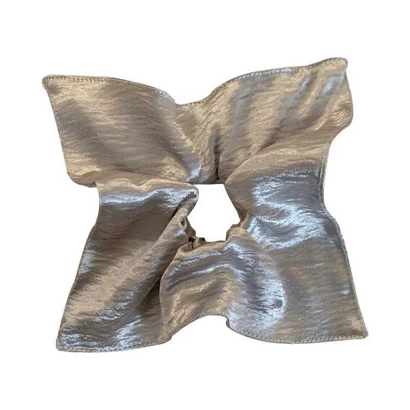 1PC Shiny Silver Textured Hair Scrunchie Elegant Large Hair Tie Stylish Hair Accessory For Women Daily And Party Use H260319