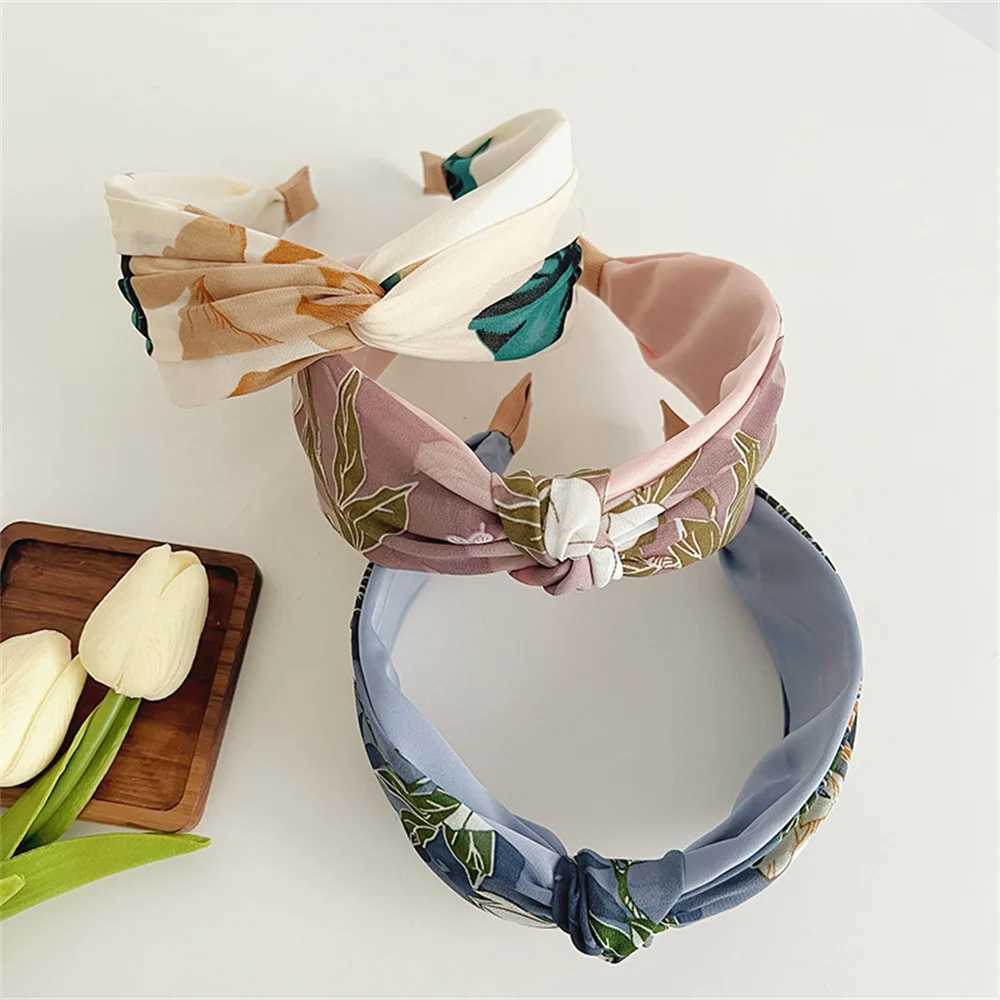 Fabric Knotted Wide Headbands For Women Girls Headwear Vintage Flower Head bands Female Hair bands Head Hoop Hair Accessories H260319