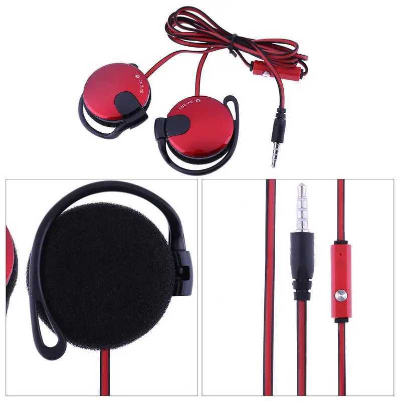 Clip On Earphones Wired Earphone Heavy Bass Universal 35mm Plug Wired Clip On Ear Sports Headphone Running Hiking Exercising D260319