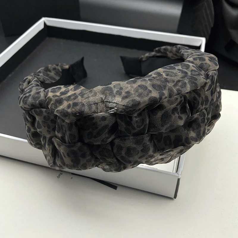 Leopard print headband for women with high skull top Western style wide edge pressed hair face wash headband H260319