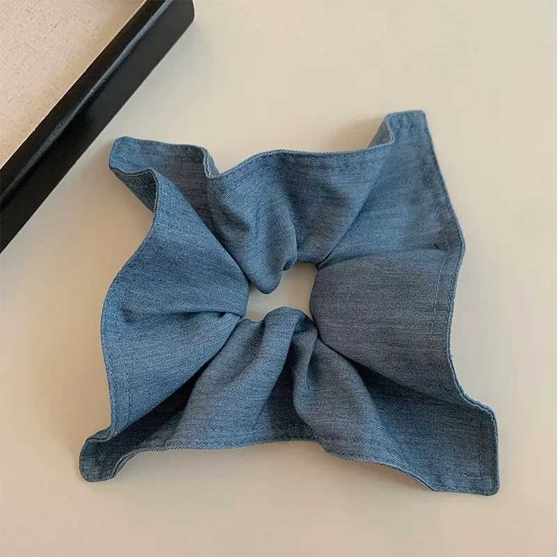 22x22cm Vintage Retro Women Oversized Denim Square Scrunchie Female Ponytail Hair Ties Elastic Hair Band Headwear Accessories H260319