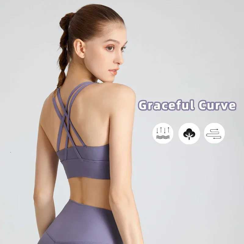 Women Fitness Yoga Bras Cross Back Yoga Bra Tops Shockproof Breathable Quick-Drying Workout Vest Running Fitness Crop Tops Z20260319