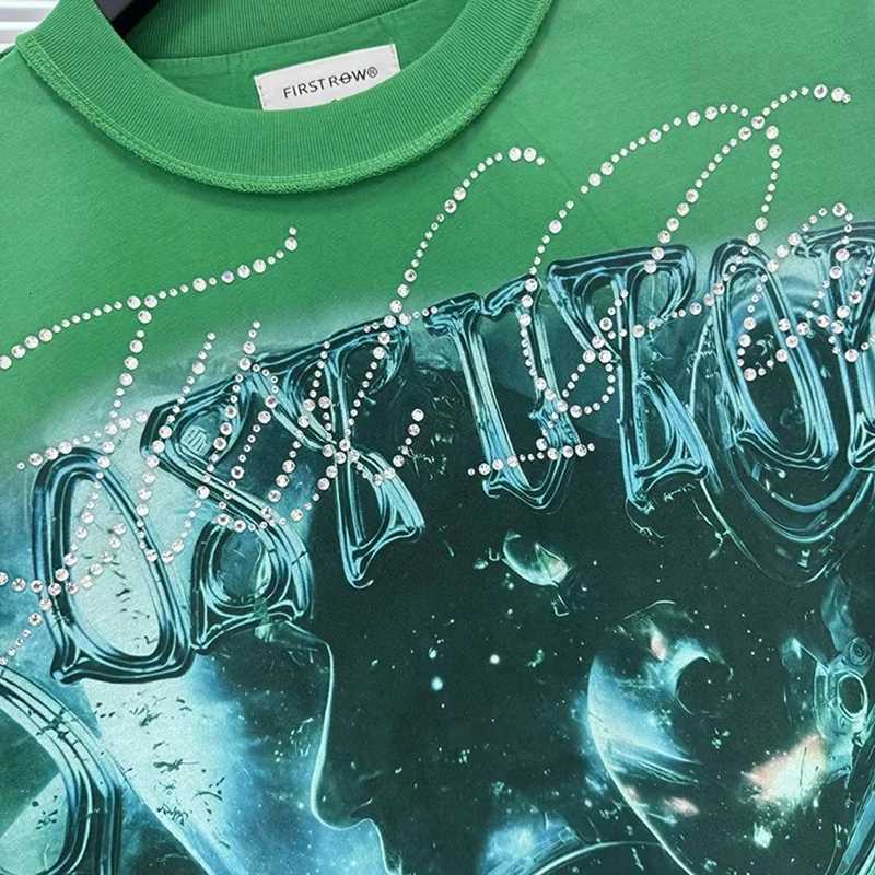 Casual FIRST ROW T-Shirts Washed Street Fashion American Style Hot Drill Letters Mens Womens High Quality Short Sleeves Tee X260316