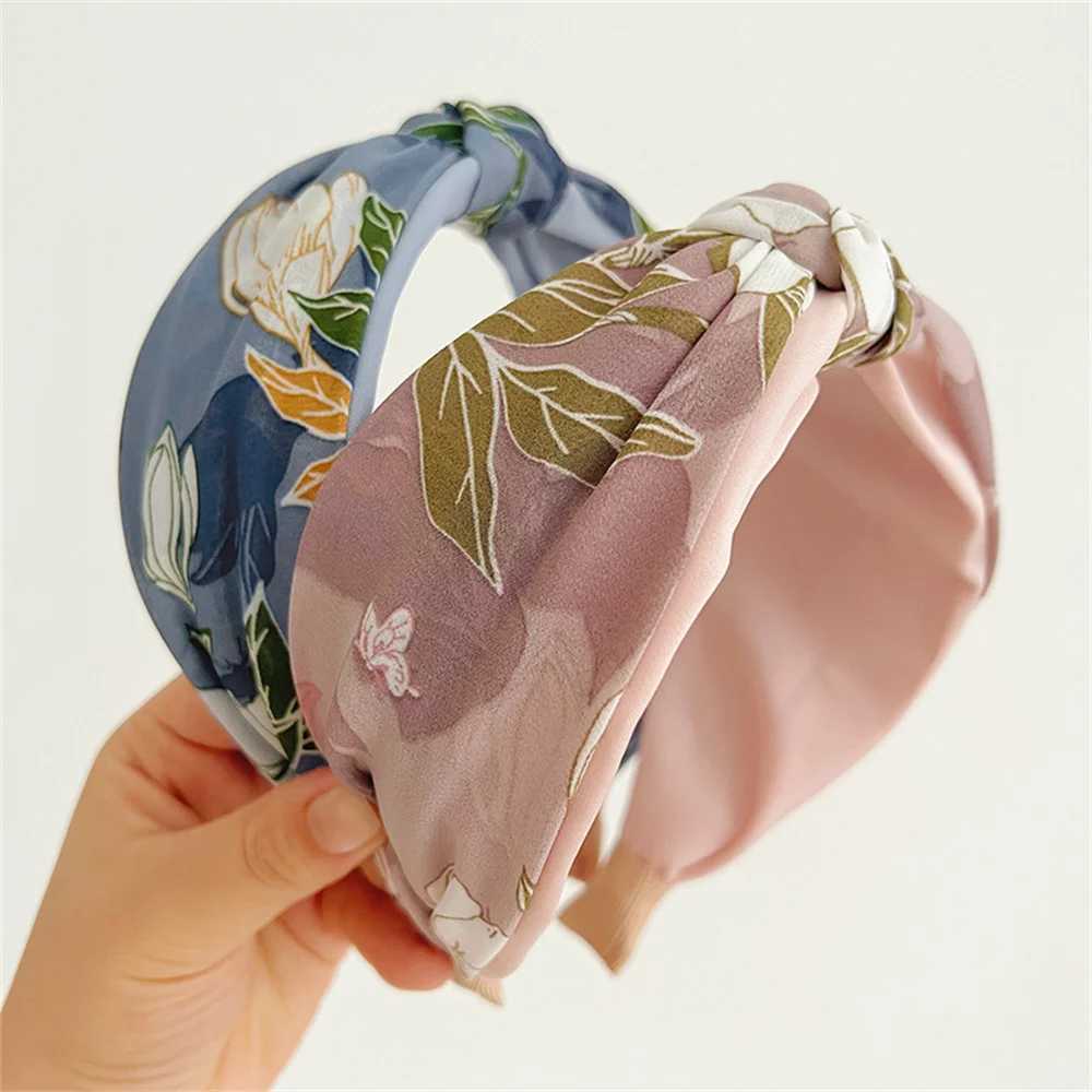 Fabric Knotted Wide Headbands For Women Girls Headwear Vintage Flower Head bands Female Hair bands Head Hoop Hair Accessories H260319