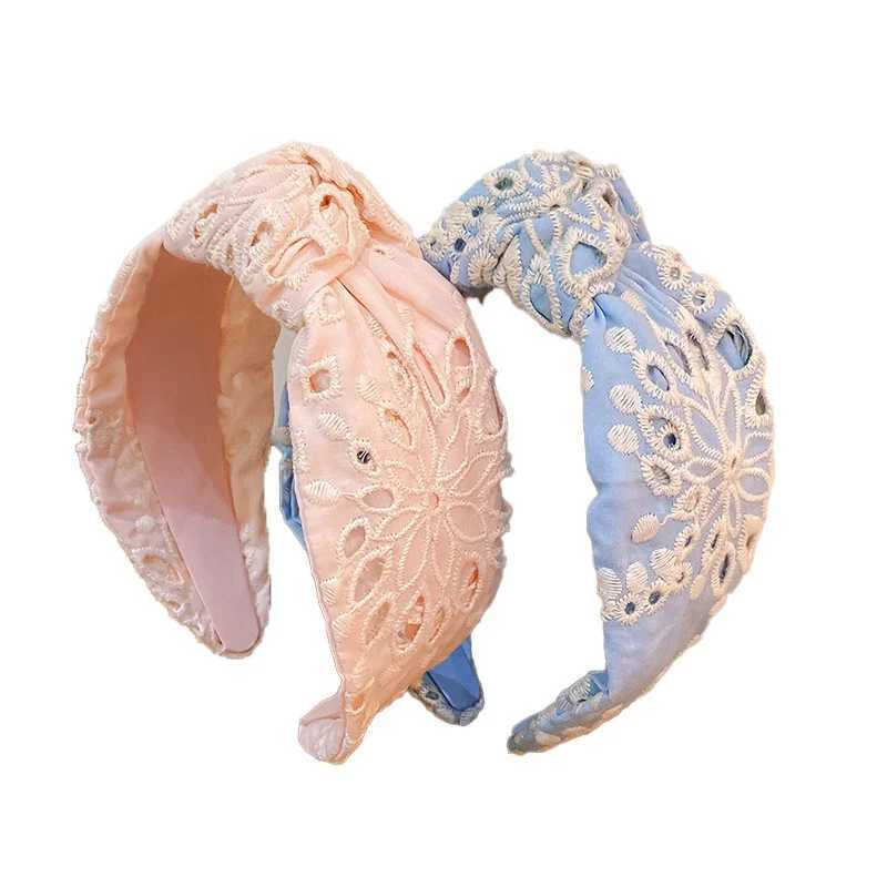 Embroidery Fabric Wide Hairbands For Women Girls Headwear Fashion Knotted Headbands Female Elastic Hair Hoop Hair Accessories H260319