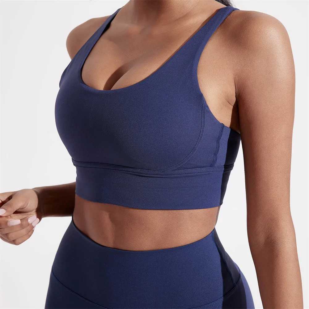 Solid Color Women Cross back Fitness sport Bra High strength Tight Top Comprehensive Training Gym Yoga Underwear With Chest Pad Z20260319