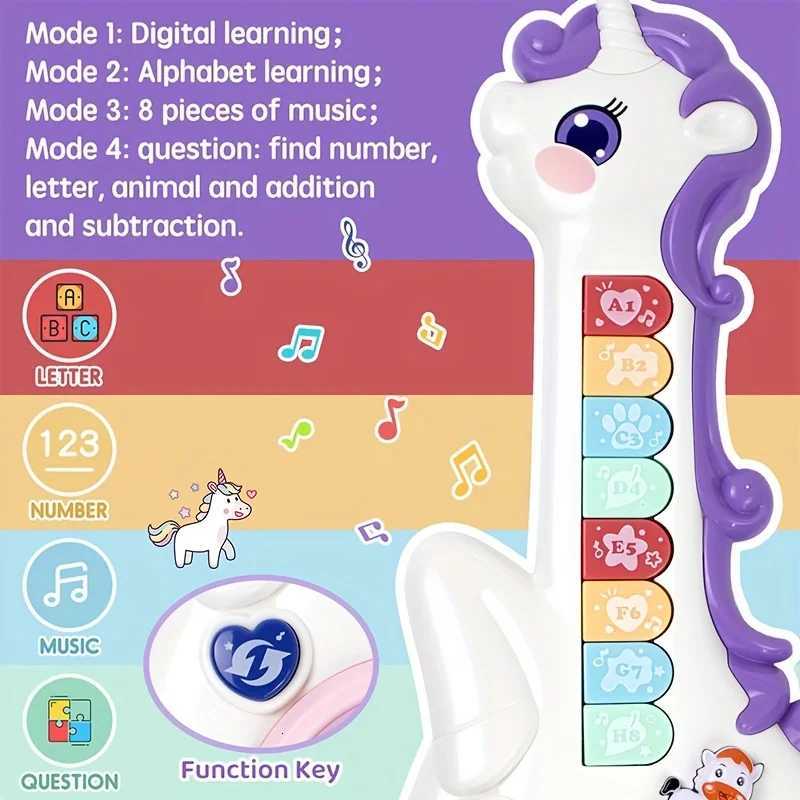 Unicorn Shape Kids Music Learning Guitar Safe Material Multiple Functions Make Learning More Interesting Y260319