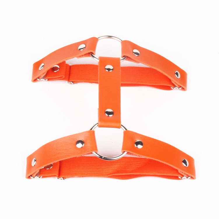 Anklets 5 PCS/LOT PU Leather Round Metal Ring Garter Belt with Punk-Style Leg Rings Leg Chains