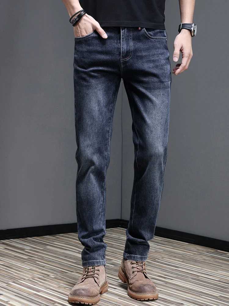 Mens New Stylish Embroidered Back Pocket Slim Fit Stretchy Jeans European Style Versatile Long Trousers M260319
