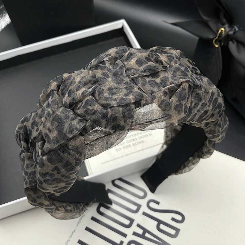 Leopard print headband for women with high skull top Western style wide edge pressed hair face wash headband H260319