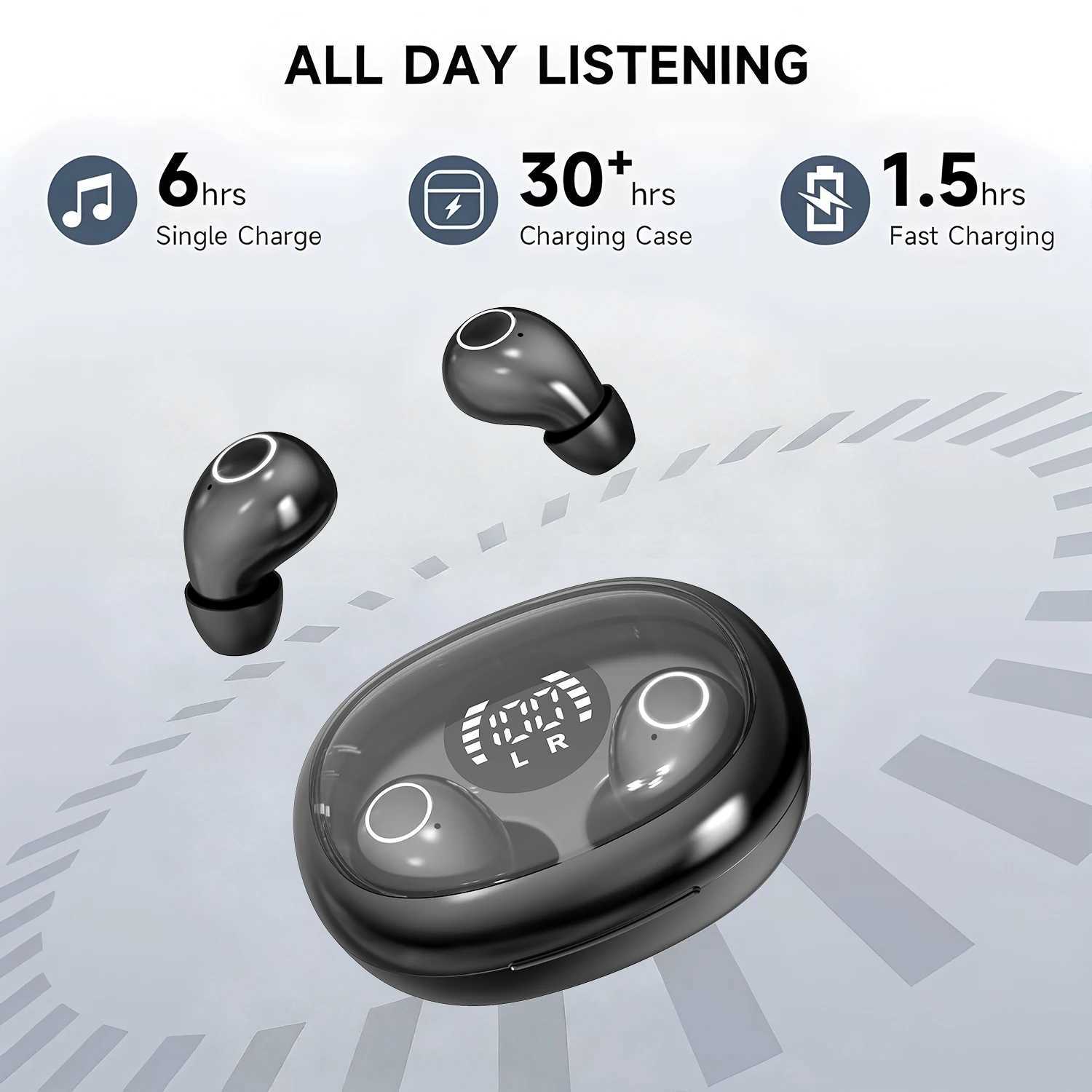 SK32 Invisible Sleep Wireless Bluetooth Headphones Sport Bluetooth Earphones 4D Bass EffectLow LatencyNoise Reduction Earbuds D260319