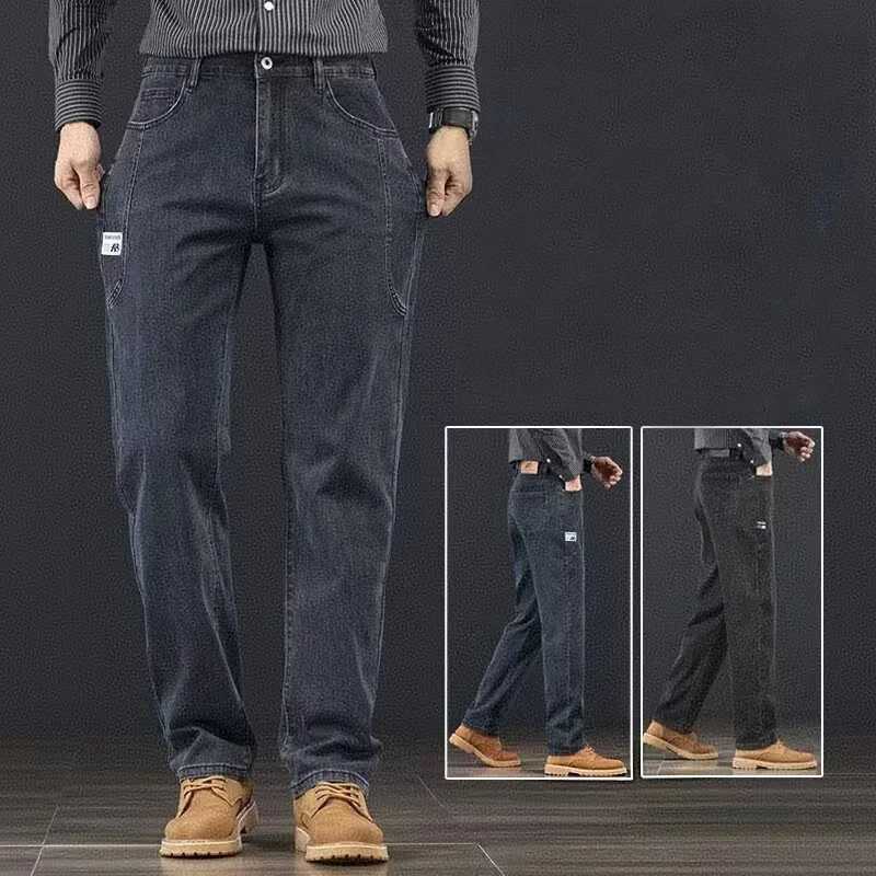 2026 Spring Autumn New Fashion Men Jeans Male Baggy Straight Leg Business Casual Comfortable Plus Size Wide Leg Denim Trousers M260319