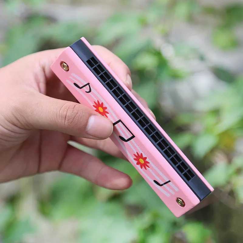 Childrens wooden painted harmonica Montessori puzzle toy cartoon pattern childrens musical instrument enlightenment music toy Y260319