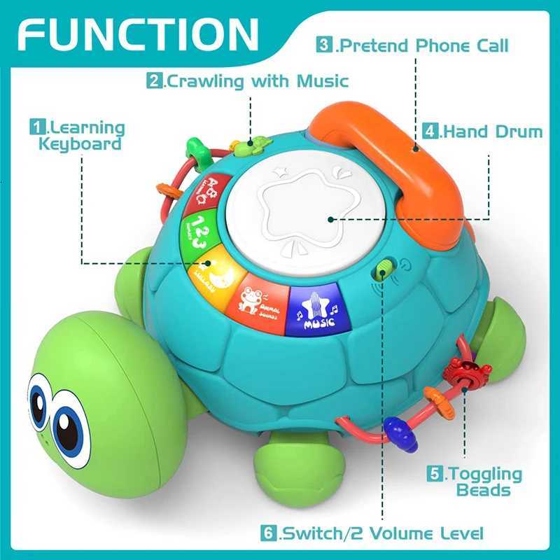 Baby Toys 6-18 Months Music Turtle Crawling Light Sound Music Toy Girl Boy Early Learning Educational Toys Infant Toddler Gifts Y260319