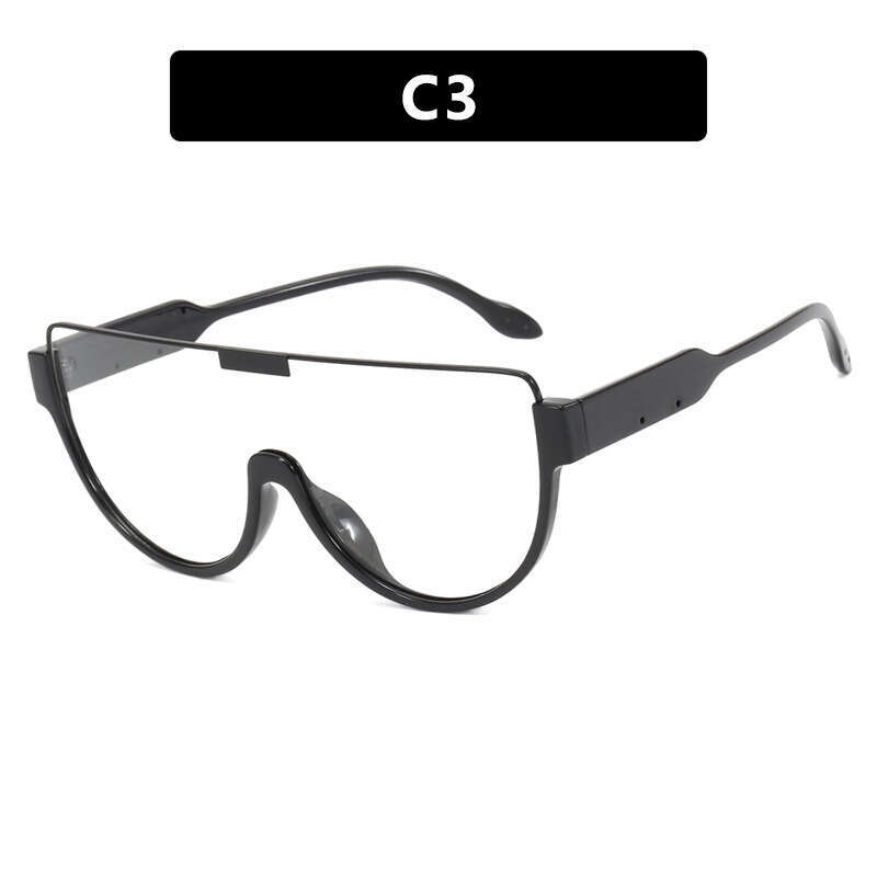 Fashion Large Frame One-Piece Lens Women With Big Slimming Effect Tea Color Street Style Face Shield Sunglasses For Men Trendy Internet Celebrity Chun