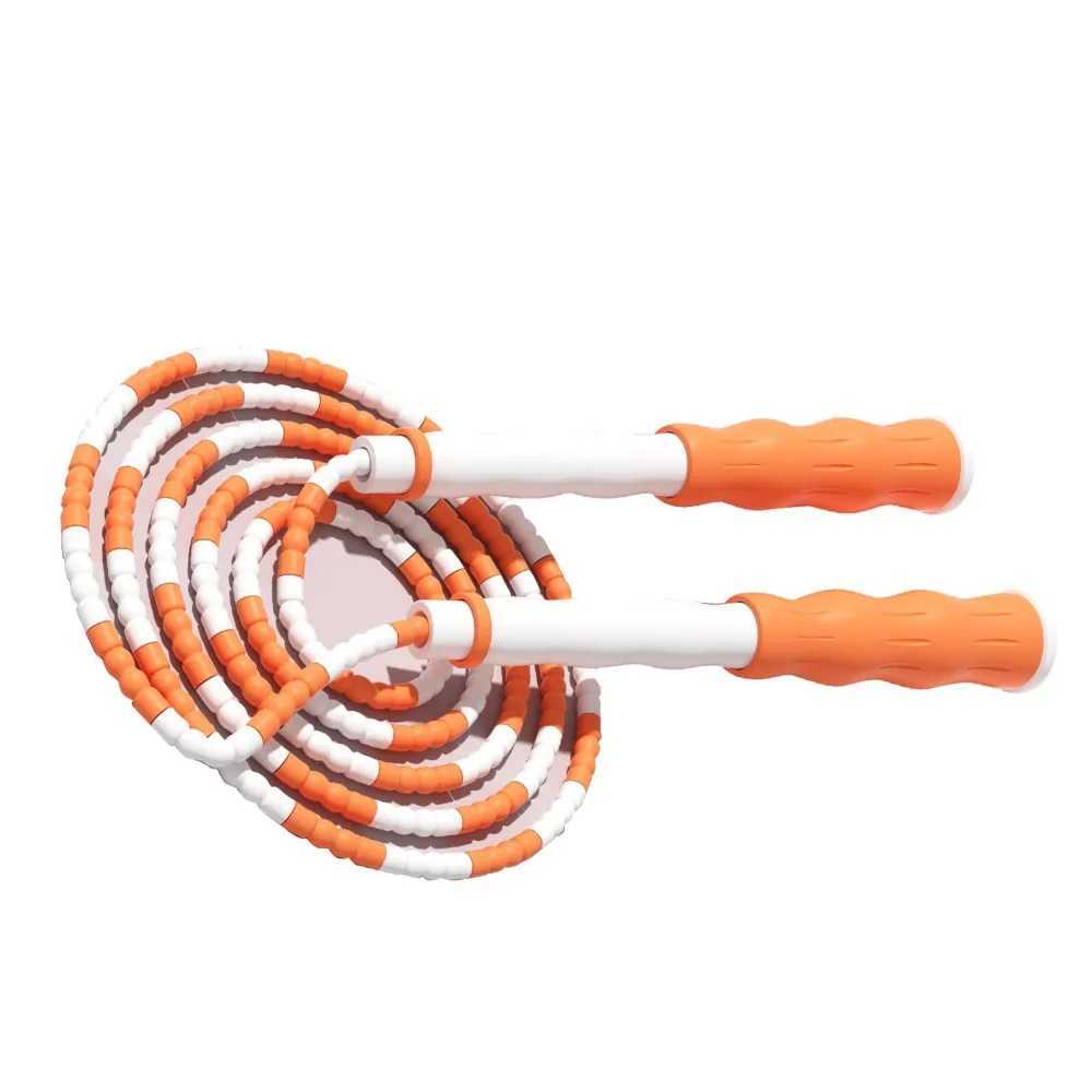 Rope Skipping PP Plastic Segmented Jumping Rope Soft Beads Classic Beaded Adjustable Jump Rope Orange Flexible Jump Rope Fitness M260319