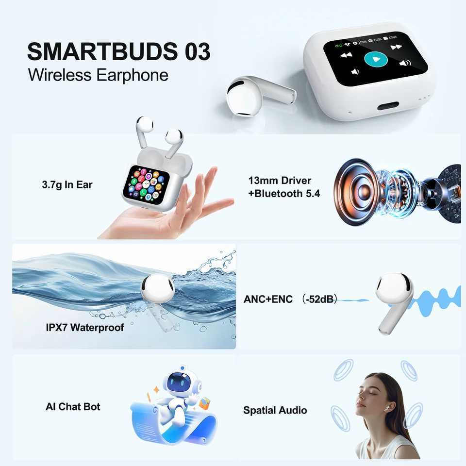 Real Time Translators Headphones Wireless Earphones Noise Canceling IPX7 Waterproof Smart Touch Control Kids Women Men Earbuds D260319