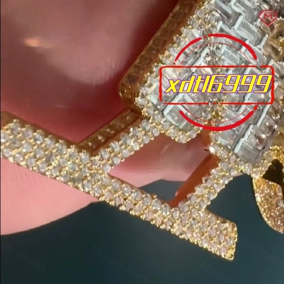 Luxury Mossanite Pendant Hip Hop 925 Sterling Silver Iced Out Baguette Owls Men Vvs Custom Moissanite Pendant