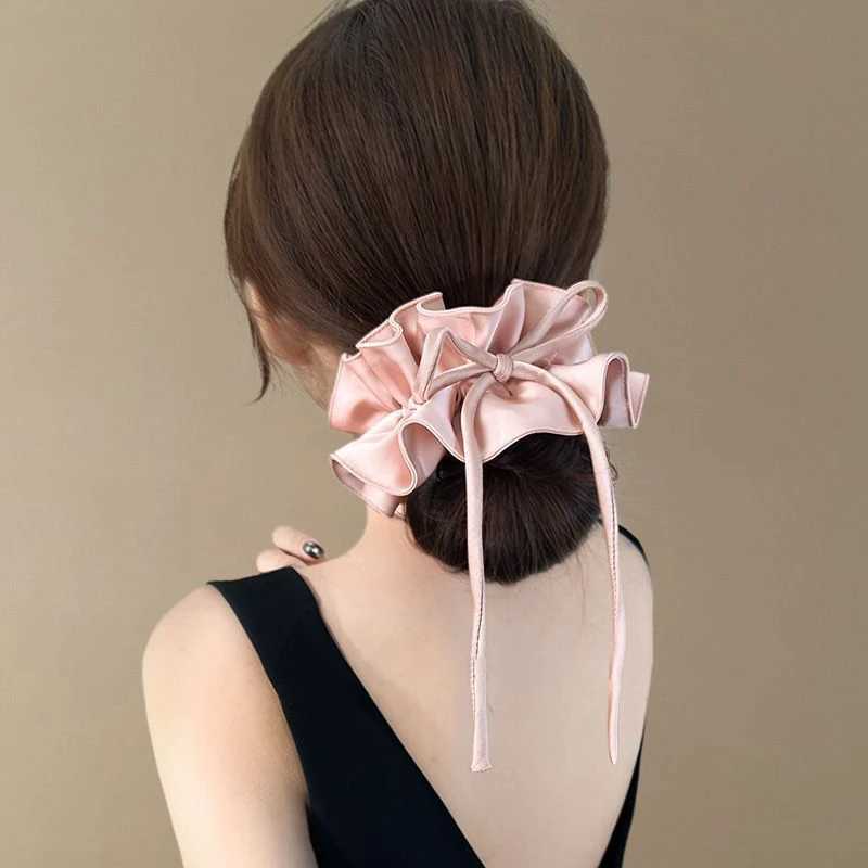 Bow Ribbon Hairbands Long Elastic Sweet Scrunchies Flowers Hair Tied Bands Head Rope Women Korean Girl Ponytail Hair Accessories H260319