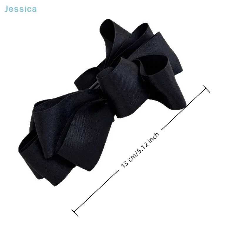 French Satin Large Bow Hair Clip Sweet Womens Shark Clip For Ponytails H260319