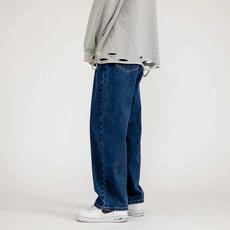 Korean Fashion Men Wide Leg Jeans 2024 spring New Streetwear Straight Baggy Denim Pants Male Brand Trousers M260319