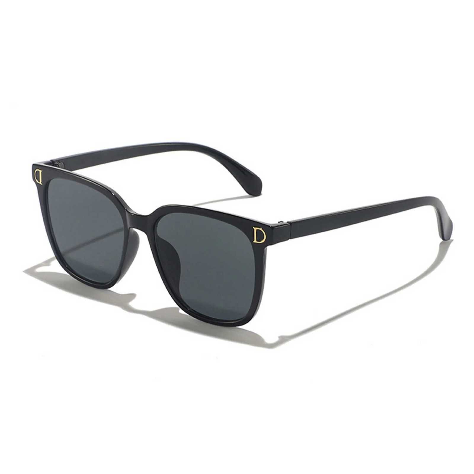 Womens Black UV Protection Sunglasses D-Shaped Accent Face-Slimming for Big Faces Stylish Versatile Sun Shades H260319 - view 5