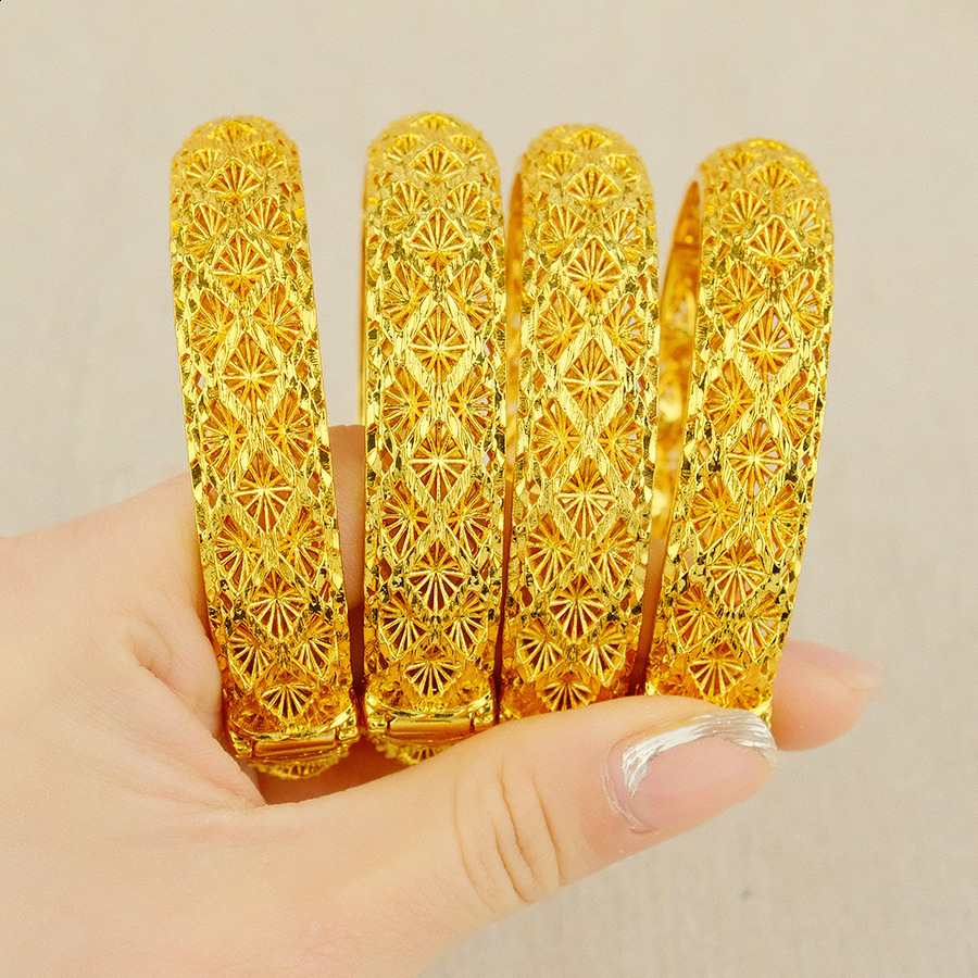 Dubai 24K Womens Bracelet Luxury Jewelry Designer Indian Bracelet Arab Wedding250807