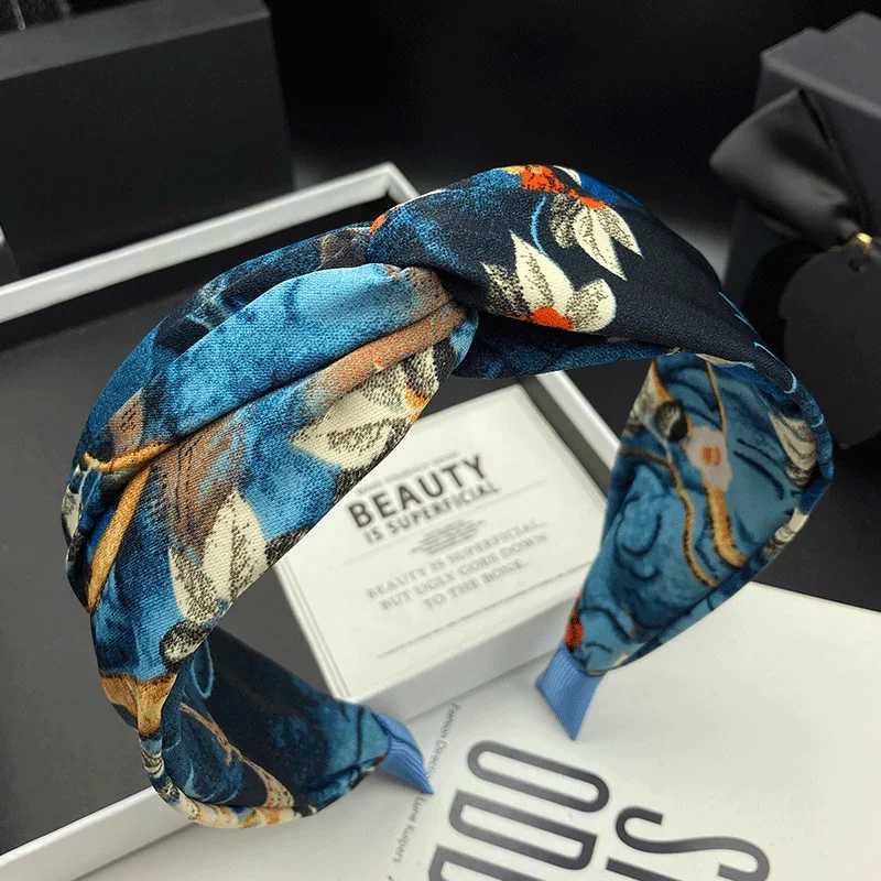 High end printed hair clip female adult fashion new style hair tie headband wide edge pressed hair wash headband H260319