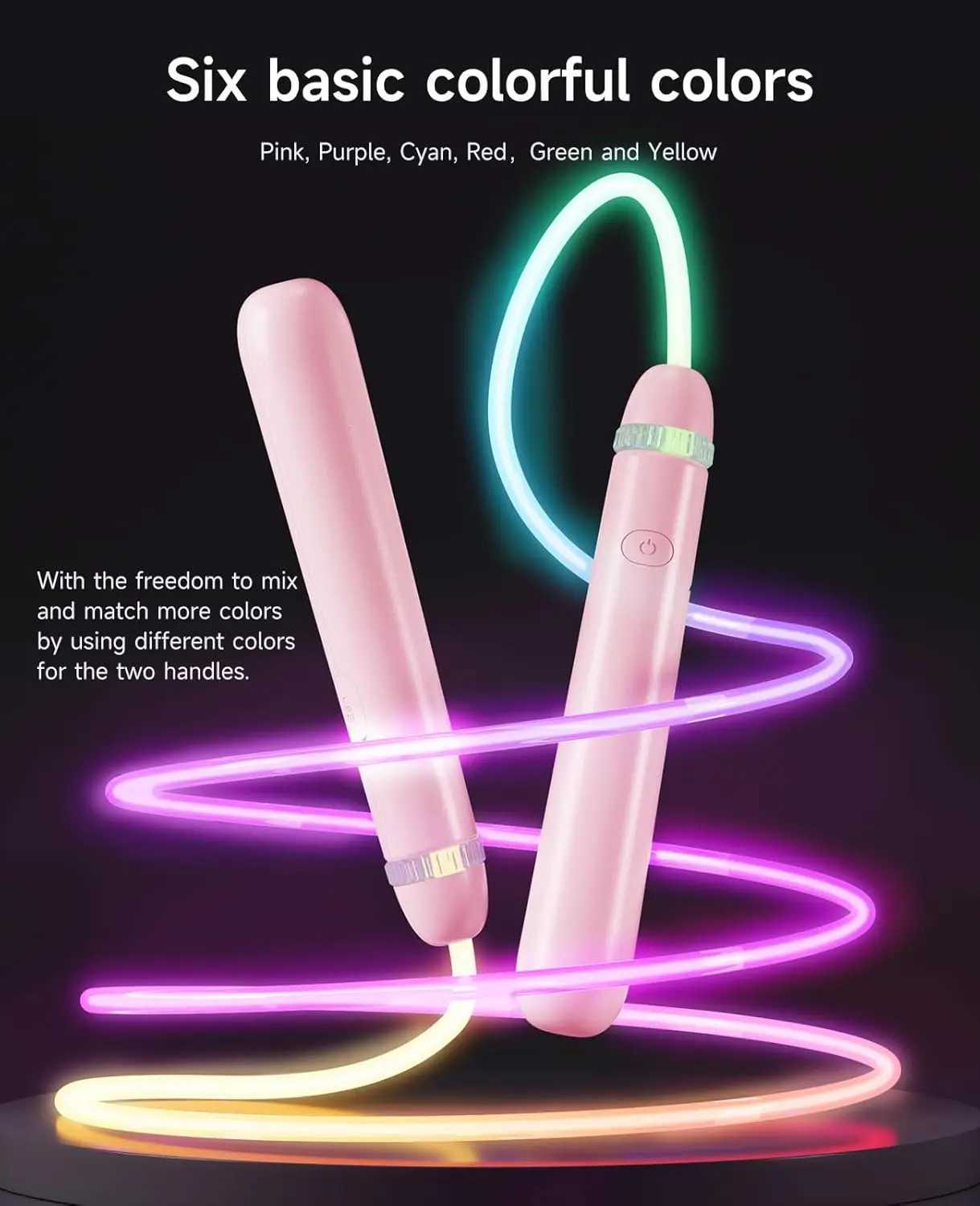 Glowing LED Jump Rope for Kids and Adults Adjustable Colorful Skipping Rope for Fitness Workouts M260319
