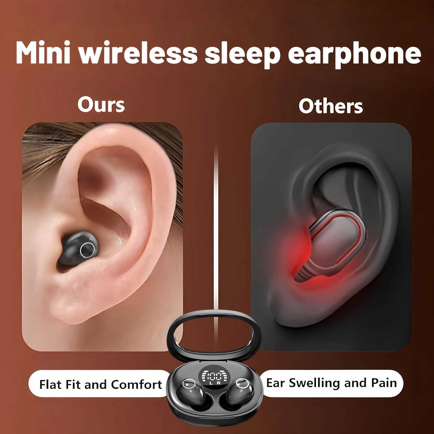 SK32 Invisible Sleep Wireless Bluetooth Headphones Sport Bluetooth Earphones 4D Bass EffectLow LatencyNoise Reduction Earbuds D260319