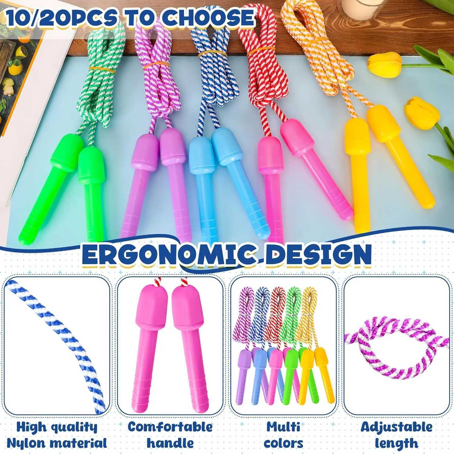 Colorful Adjustable Kids Jump Rope Set 778FT Nylon Skipping Ropes for Indoor Outdoor Play Fitness M260319