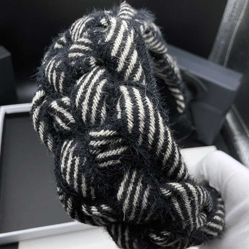 Striped headband for women with high cranial hair style and wide edge braided compression headband H260319
