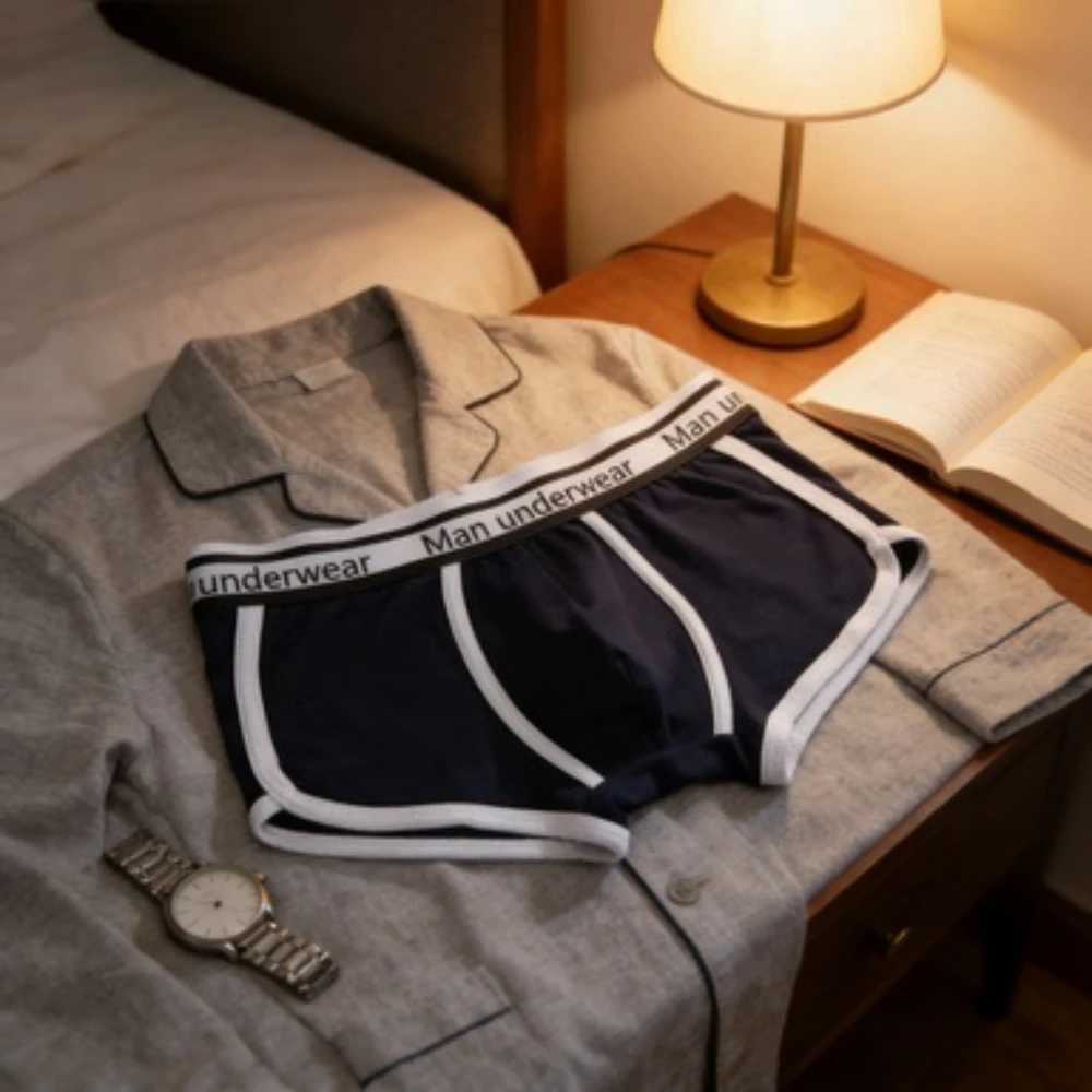 Mens Cotton Boxers Breathable Underwear Mid Waist Solid Color Boxershorts Comfortable Male Underpants Trend Shorts D260319