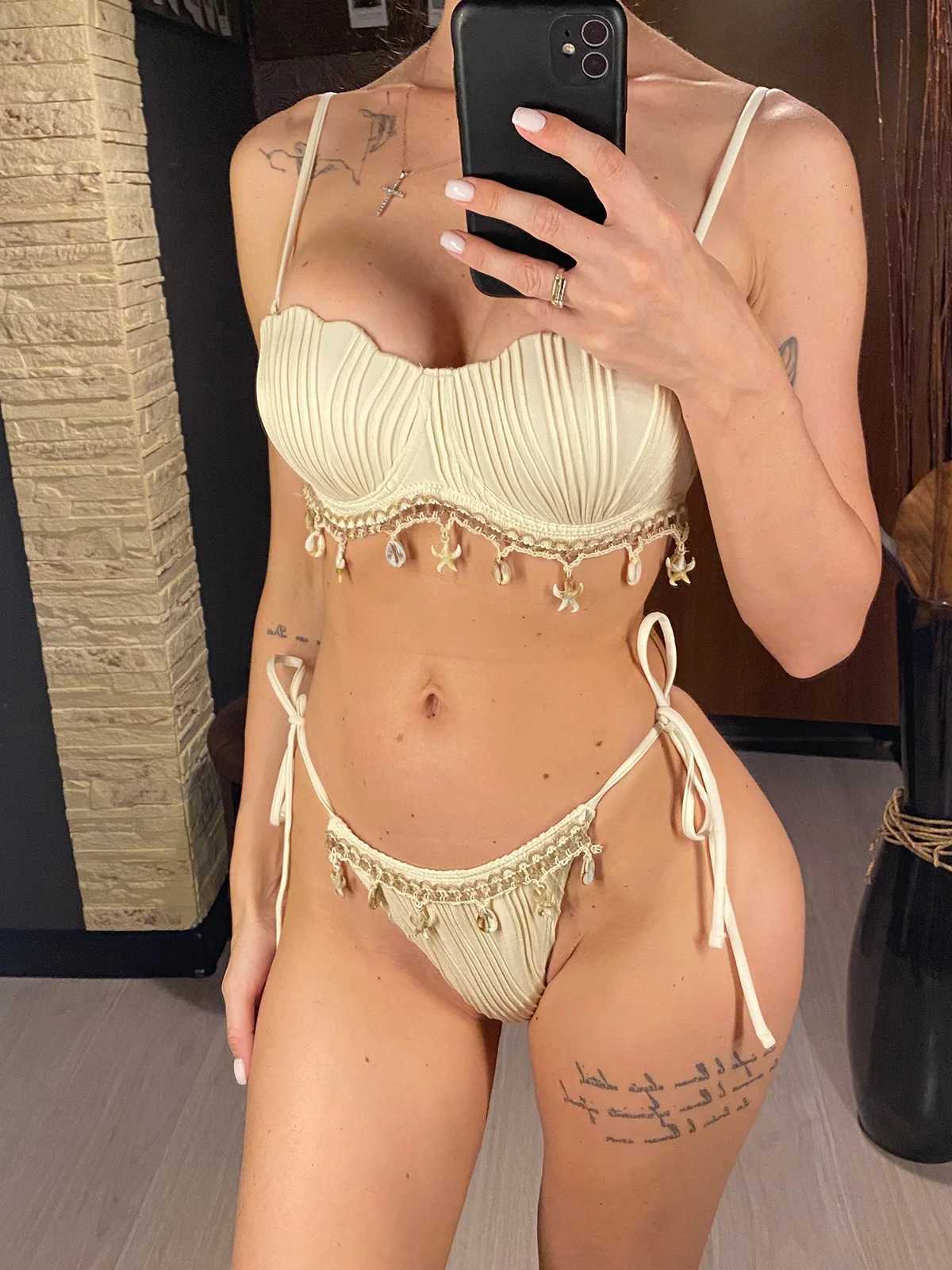 New Shell Scalloped Ribbed Underwired Bikini Female Swimsuit Women Swimwear Two-pieces Bikini set Bather Bathing Suit Swim V6498T260318