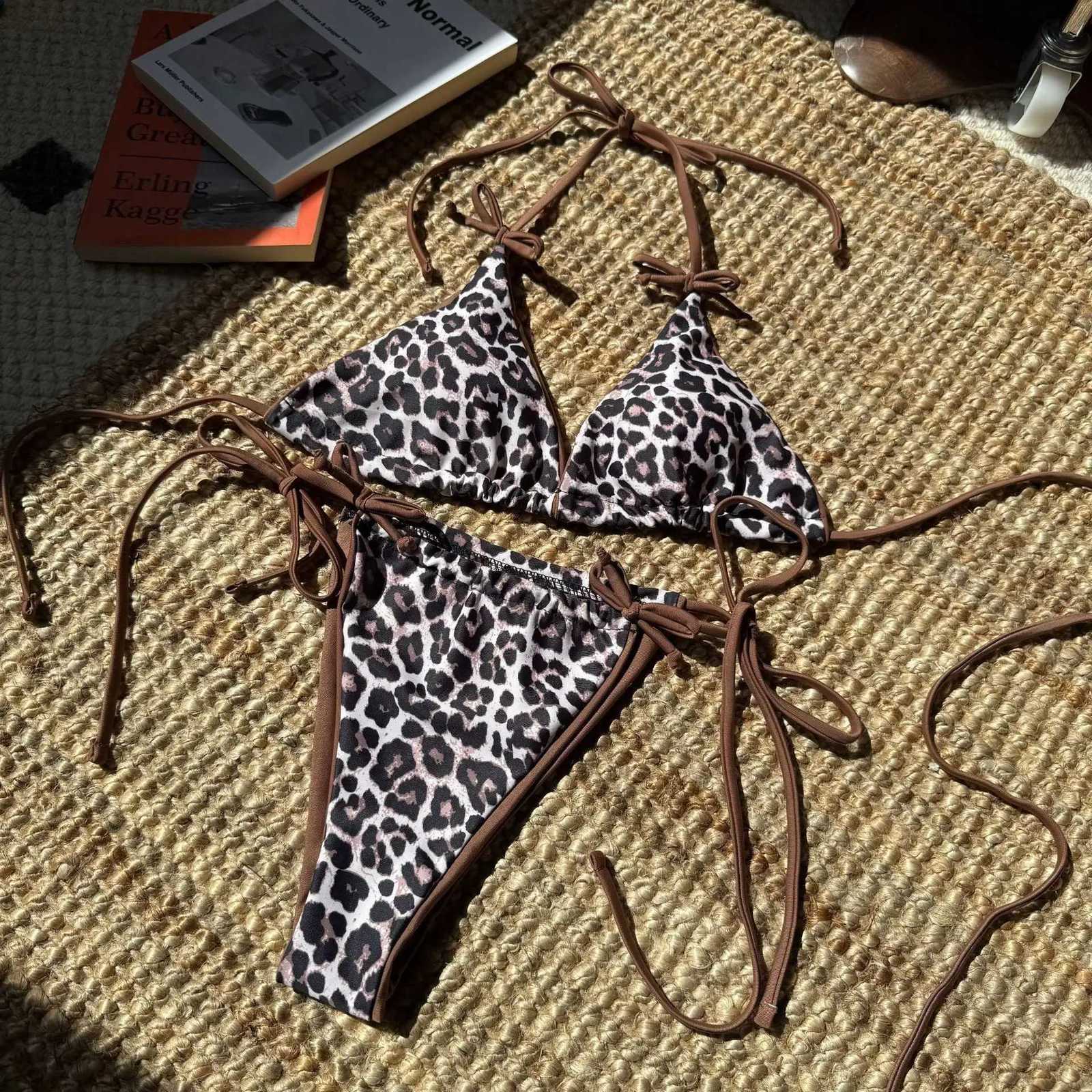 Sexy Leopard Bikini Suit Women Strap Push Up Swimsuit Three Points Bikini Set Low Waist Swimwear Women Summer Backless BeachwearT260318