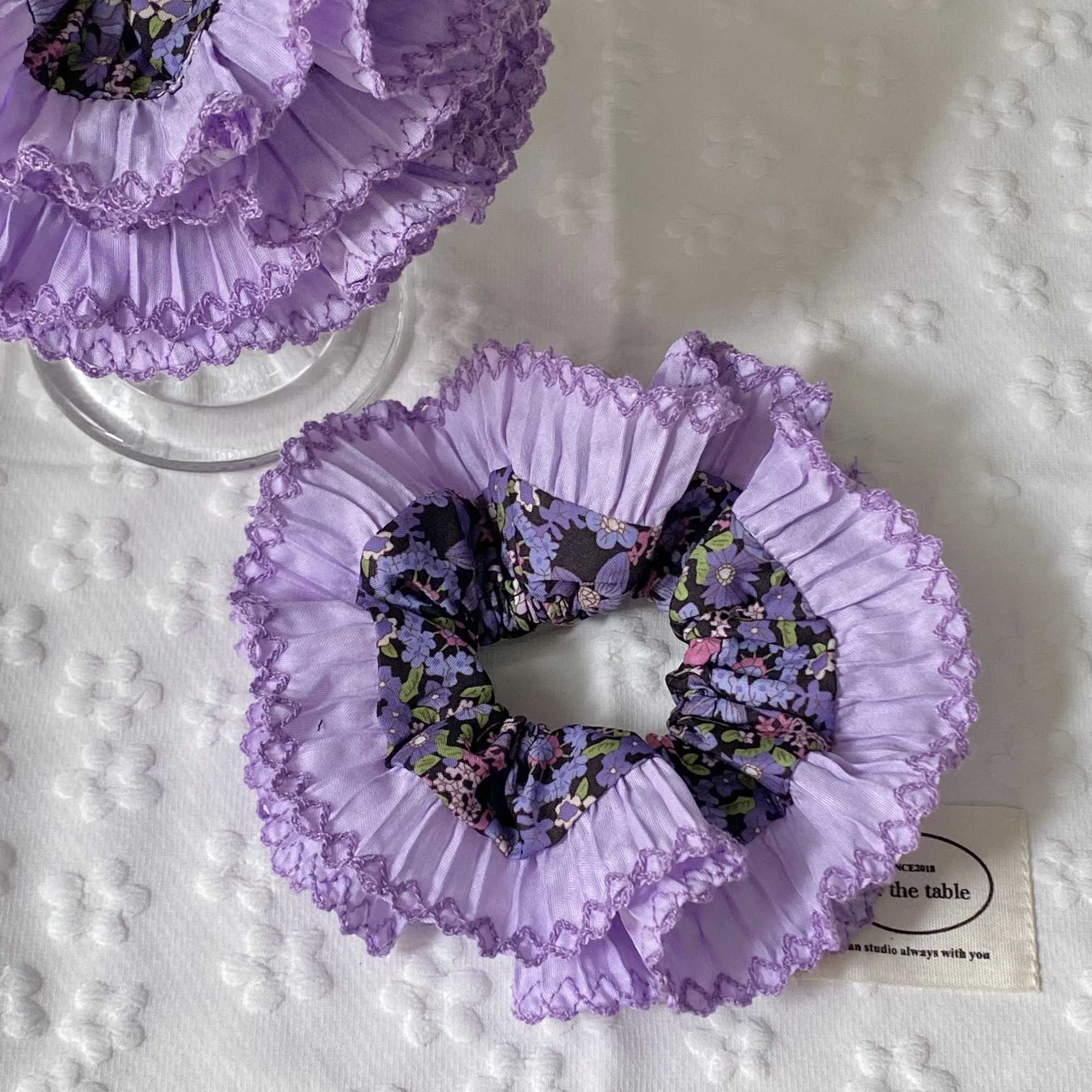 Romantic Vintage Purple Floral Large Intestine Scrunchie Womens Fashionable and Elegant Headwear Suitable for Everyday Life H260319