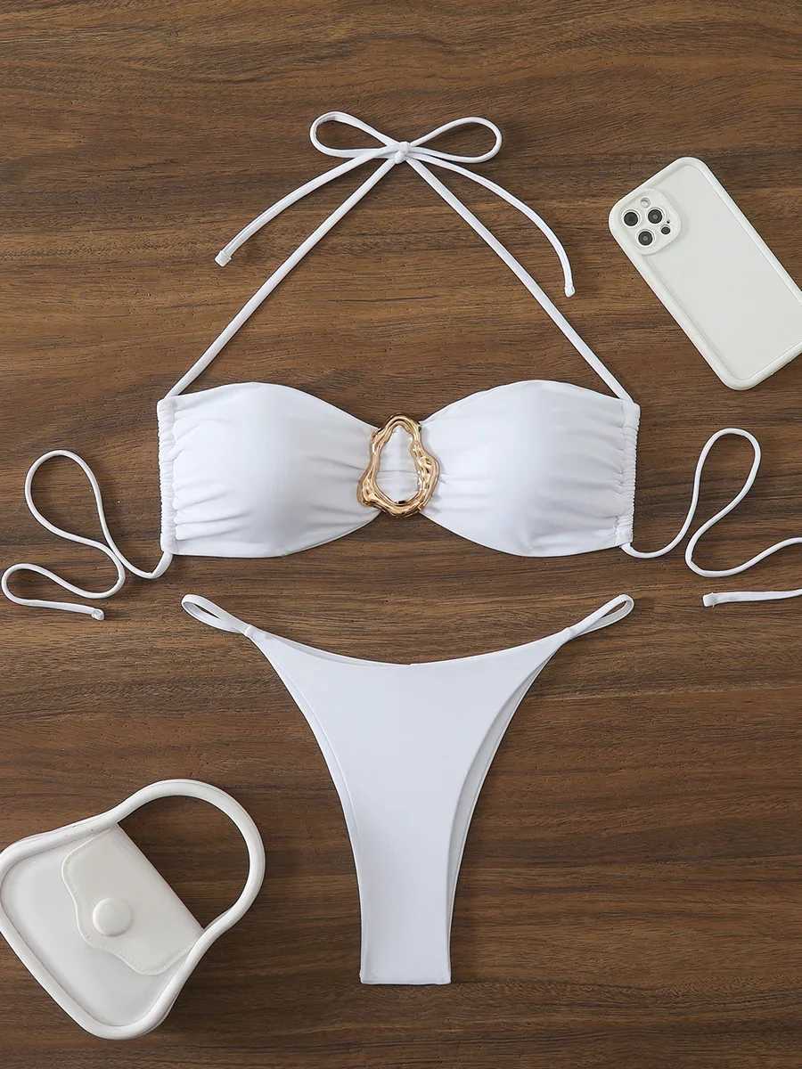 Sexy Bandeau Bikini Womens Swimsuit 2026 Two-piece Swimwear Thong Bikinis Set Female Bathing Suit Push Up Beach Swimming WearT260318