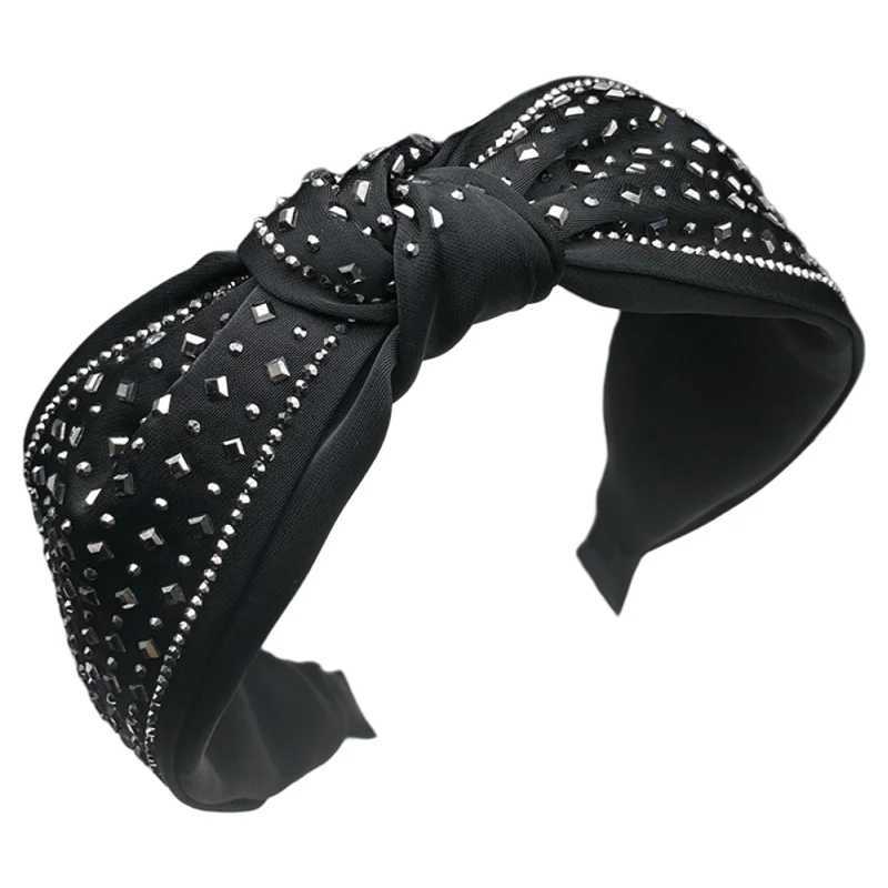 Black high-end temperament diamond studded hair clip womens retro fashion headpiece wide edged wash face headband H260319