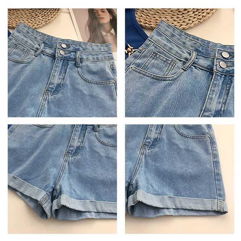 Summer Hot Sale Female Double Button Jeans Lady High Waist Thin Short Pants Girls Classic Korean Fashion Denim Shorts M260319