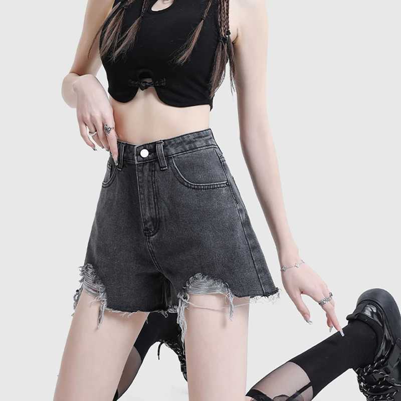 Summer Lady Korean Ins Fashion Jeans Girls Designer High Waist Thin Short Pants Female Chic Ripped Solid Denim Shorts M260319