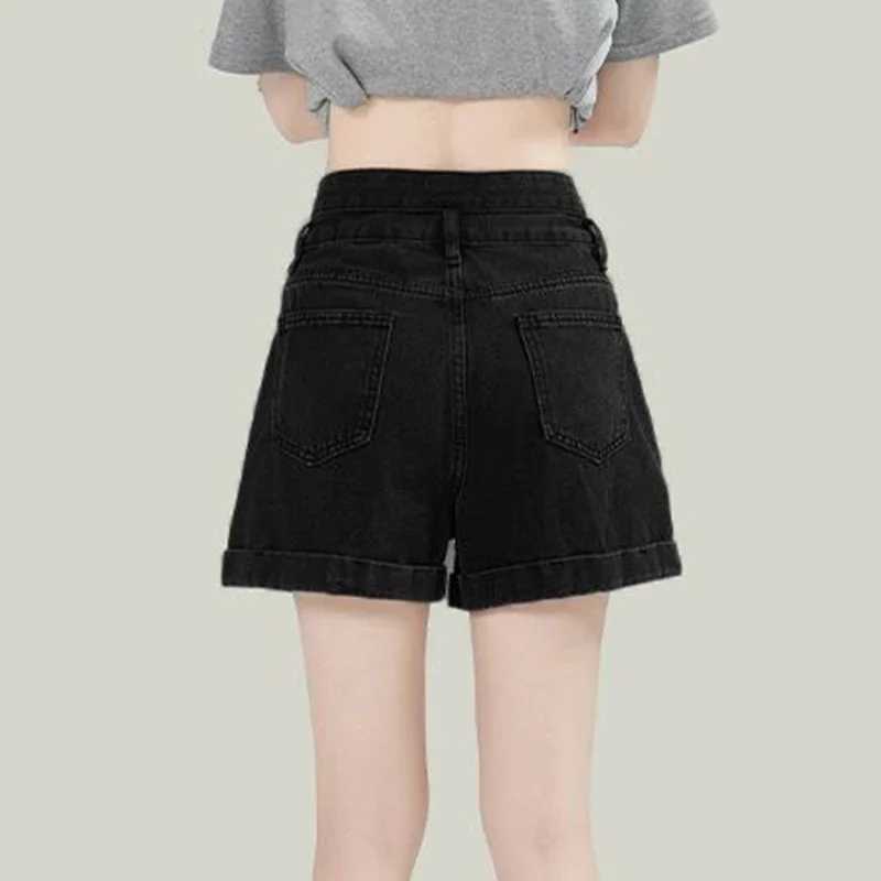 Summer Shorts Jeans Women Baggy Wide Leg Denim Pants Lady Lightweight Casual Jeans Female High Waist Gray Blue Beach Shorts M260319